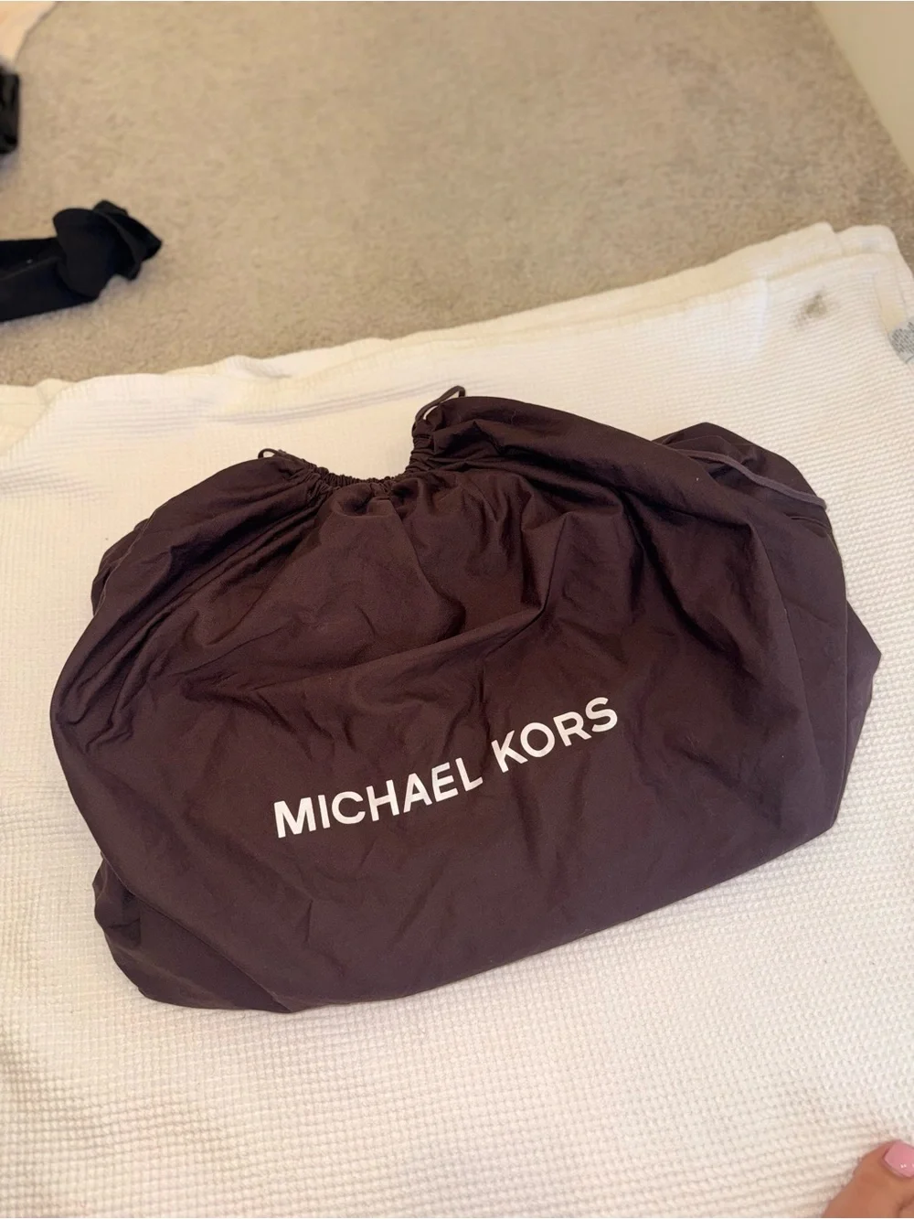 Michael Kors Black Leather Tote with Gold Logo and Hardware